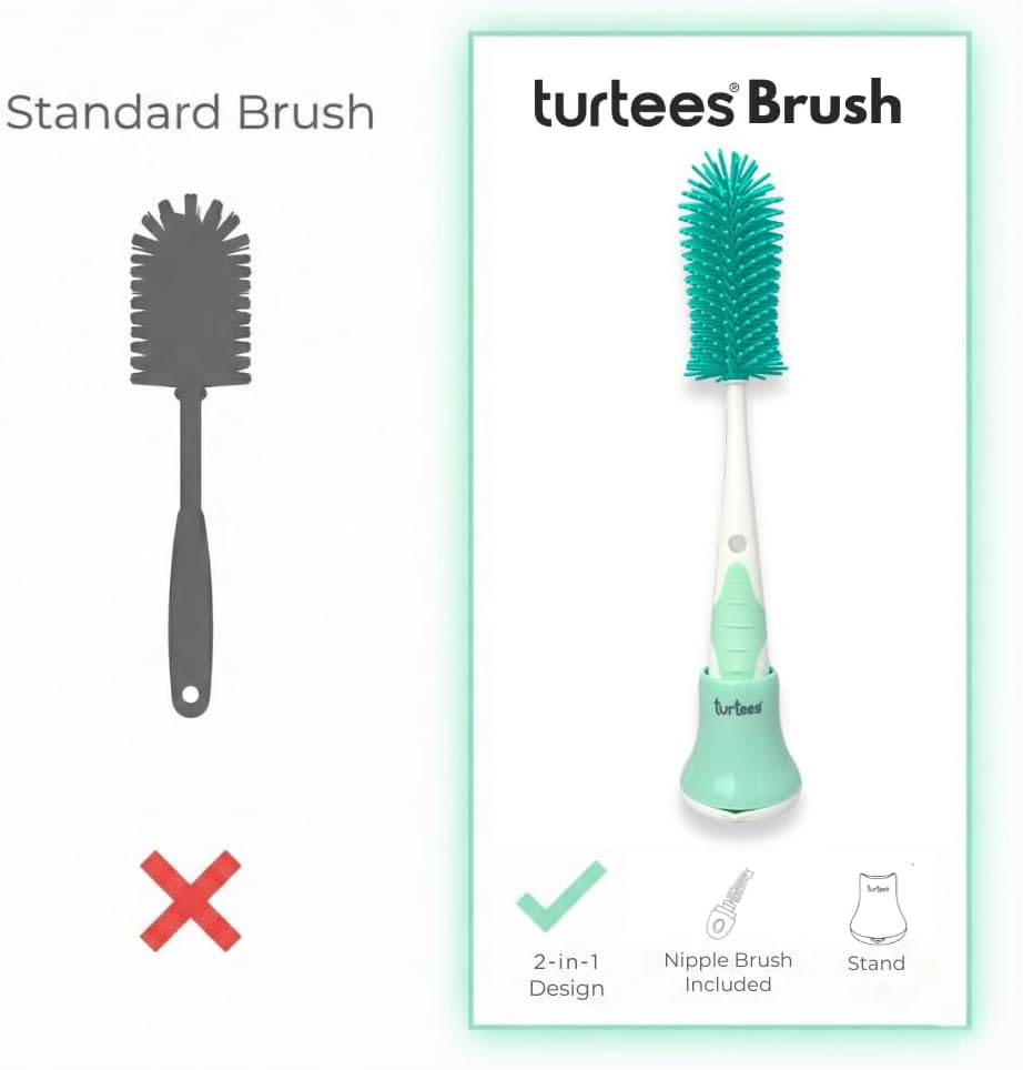 360° Bottle Cleaner Brush Set with Hidden Nipple Brush + Stand