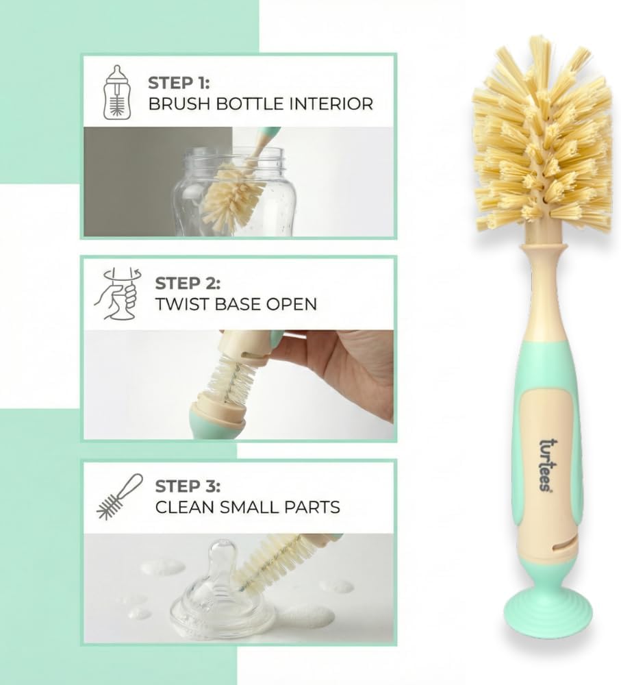 360° Bottle Cleaner Brush Set with Hidden Nipple Brush