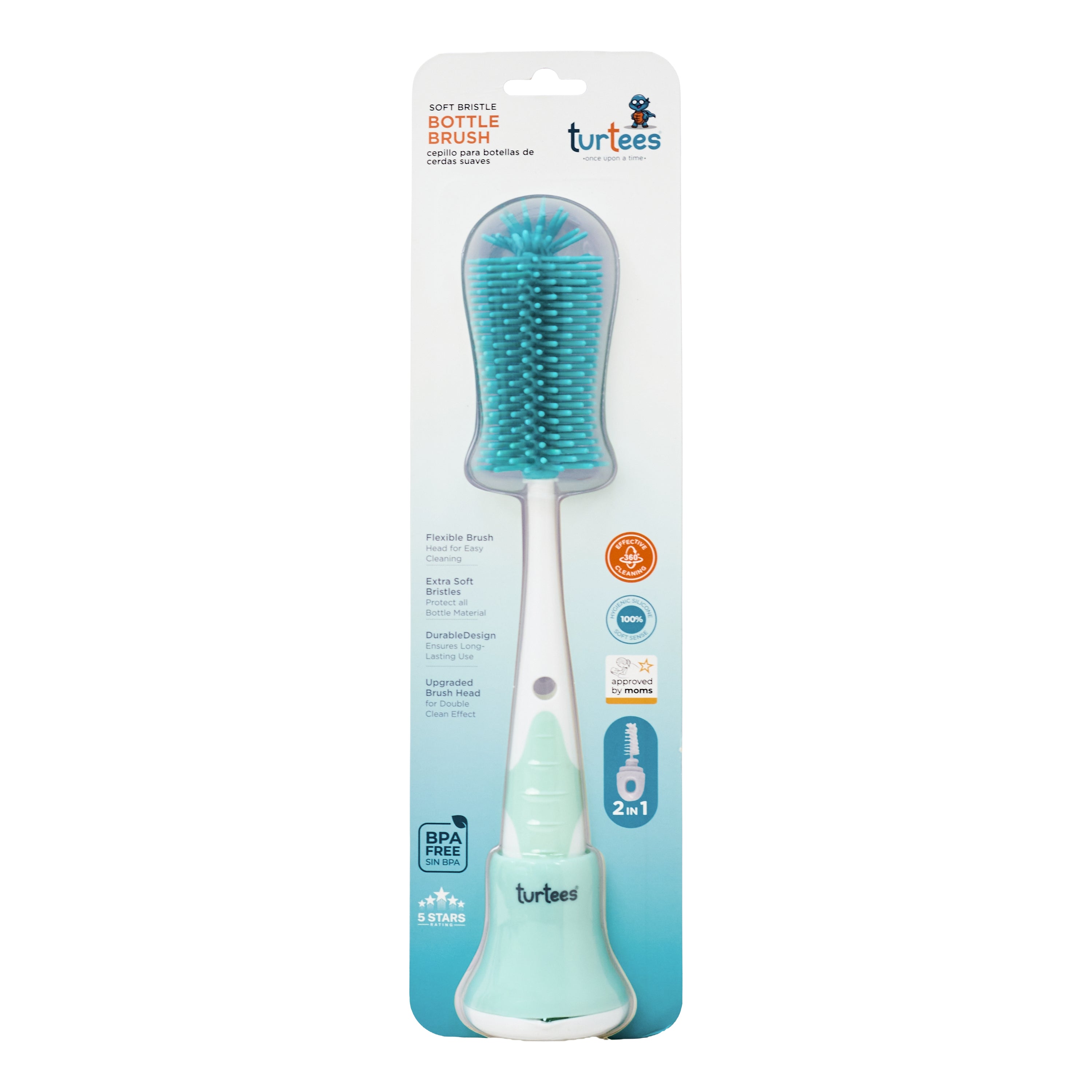 360° Bottle Cleaner Brush Set with Hidden Nipple Brush + Stand