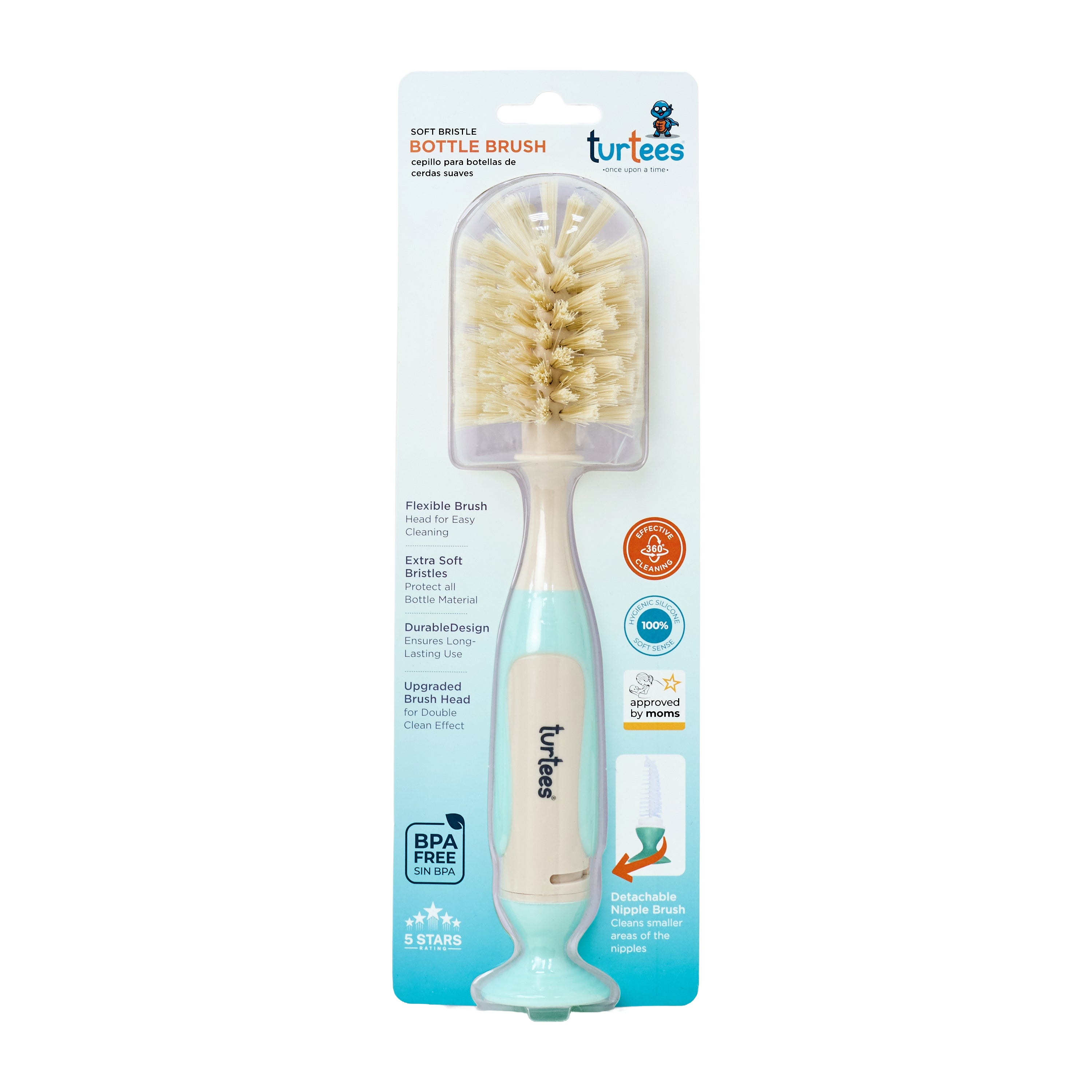 360° Bottle Cleaner Brush Set with Hidden Nipple Brush