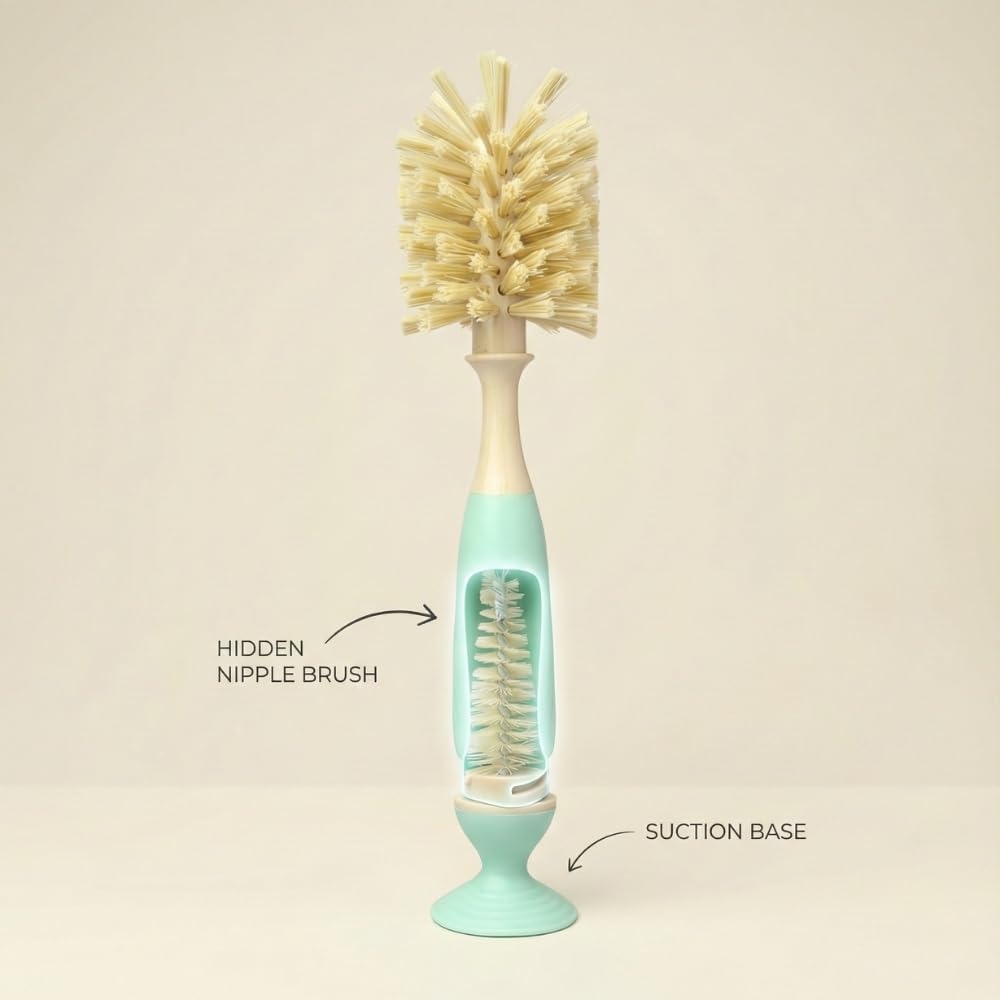 360° Bottle Cleaner Brush Set with Hidden Nipple Brush