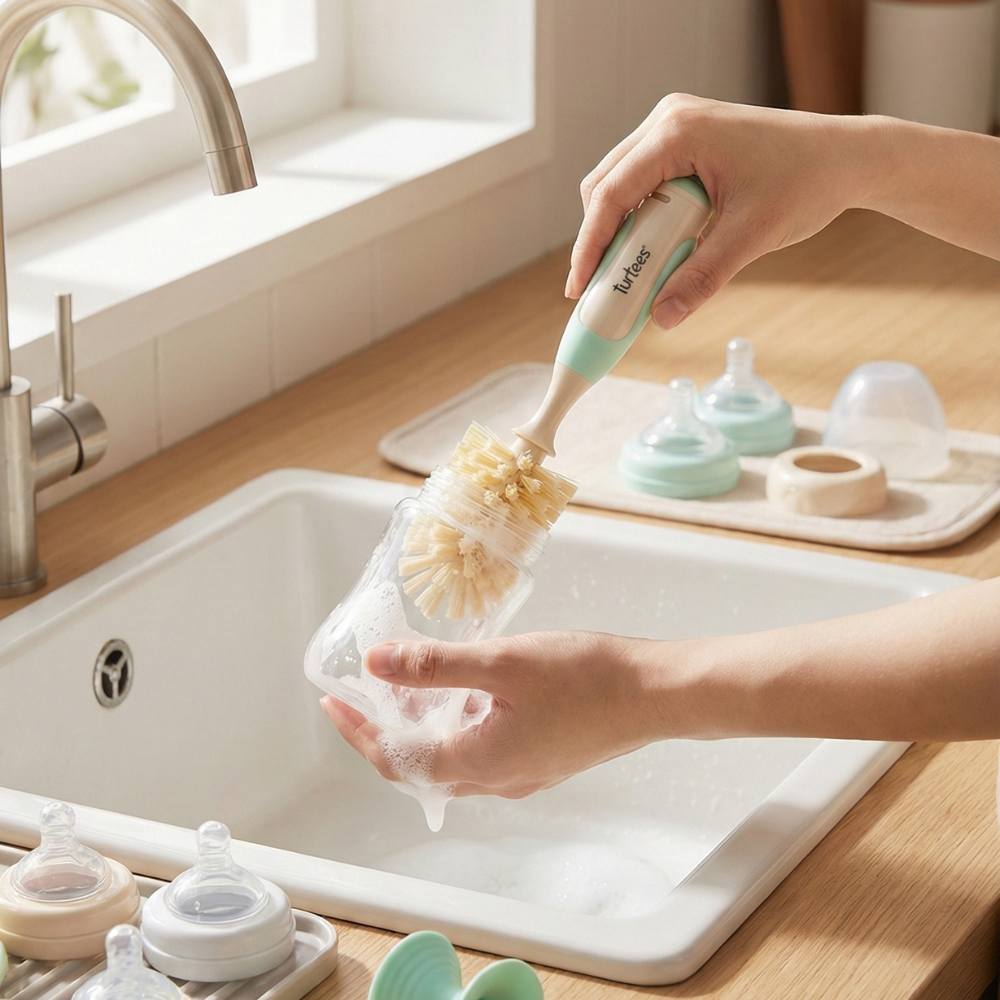 360° Bottle Cleaner Brush Set with Hidden Nipple Brush